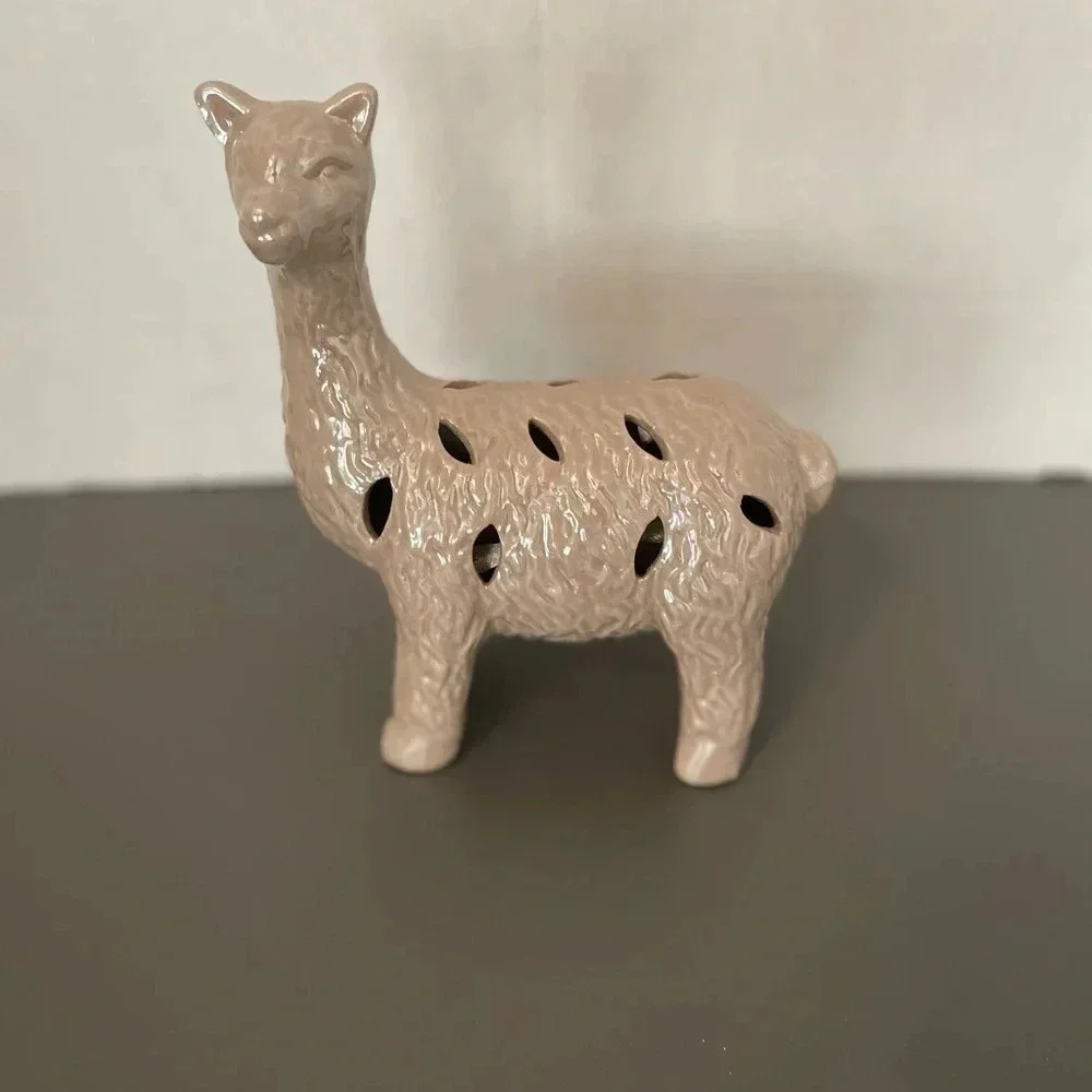 Ceramic Cream tan llama with scented beads decor